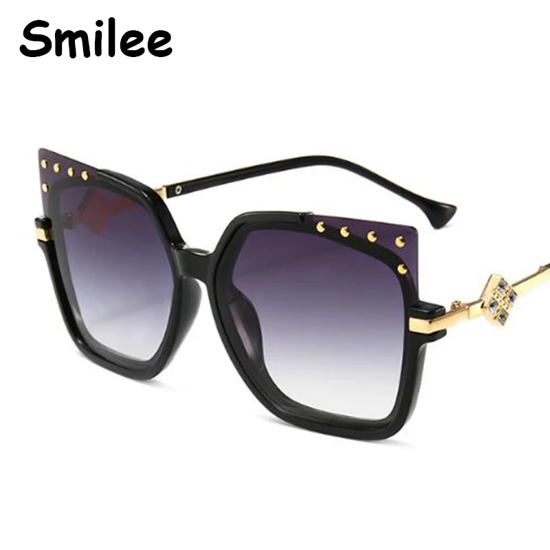 Женские солнцезащитные очки кошачий глаз с заклепками|Женские очки| |