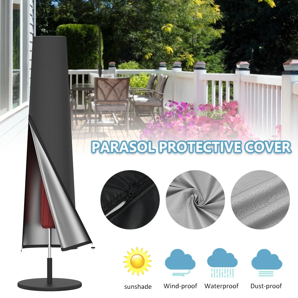 

Patio Umbrella Cover Waterproof Parasol Cover UV Resistant Cantilever Parasol Protective Outdoor Garden Umbrella Zipper Cover