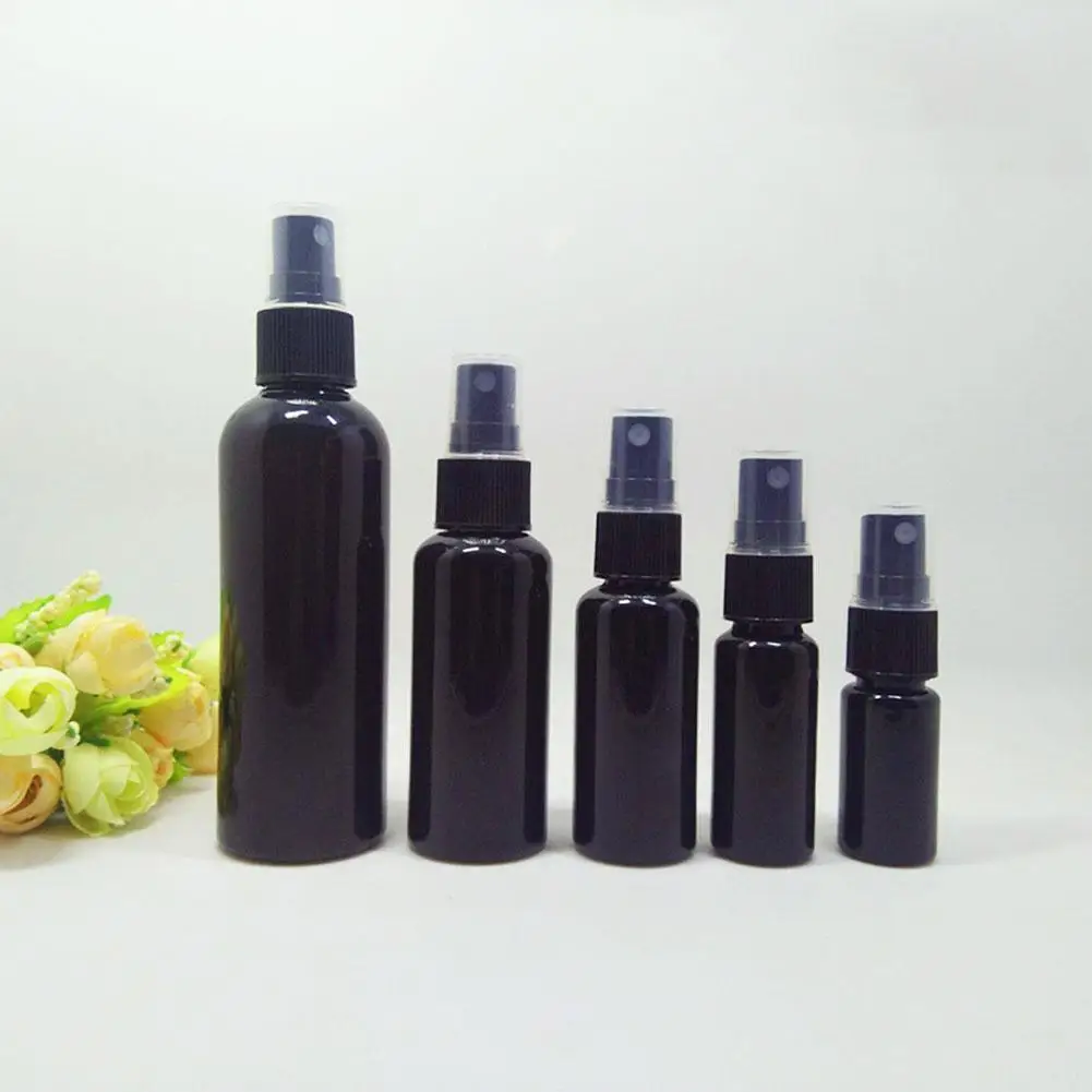 10/20/30/50/100ML Black Spray Bottles Plastic Cosmetic Containers Unisex Small Empty Moisturizing Water Lotion Shampoo Dispenser