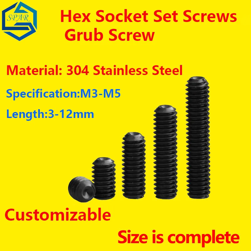 

Hex Socket Set Screws Grub Screw Internal Hex Drive Cup-Point Set Screws Concave Set Screw hexagon Socket Screw Customizable