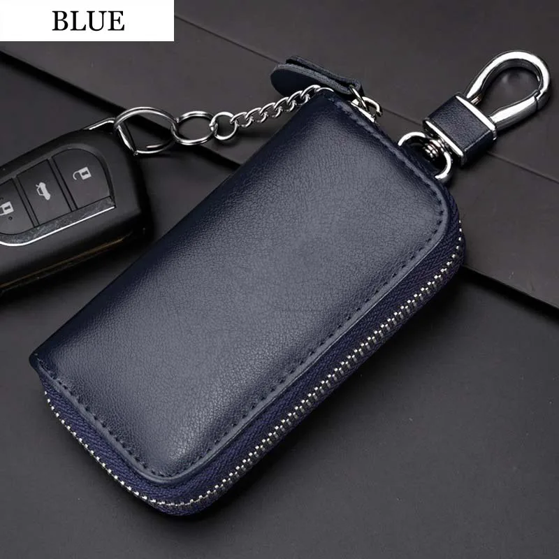 

Large capacity zipper Key bag Men Waist hanging key case Real leather Female card pack Key ring Car multi-function key chain