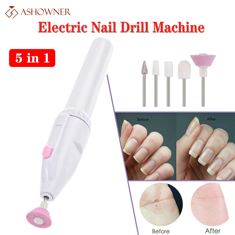 

Electric Nail Drill Machine Manicure Set 5 in 1 Nail Art Manicure Tool Nail Drill File Grinder Grooming Kit nail polish remover