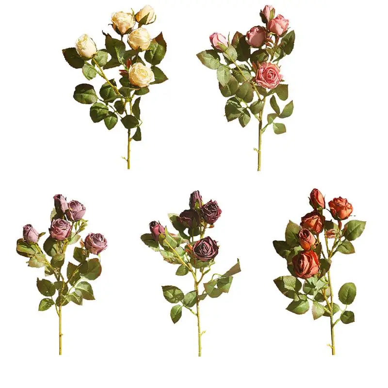 

Vintage Silk Simulated Rose Artificial Fake Flowers Plants DIY Bouquet Beauty Flowers Wedding Party Decoration Home Art Decor