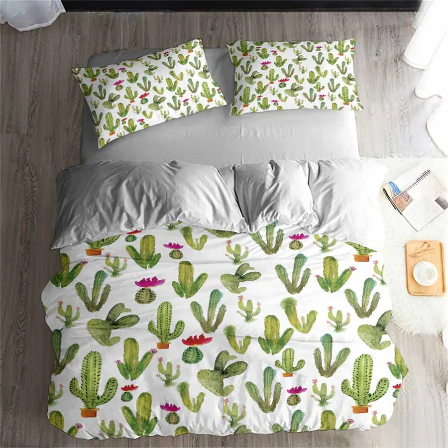 Комплект постельного белья HELENGILI с 3D изображением кактуса пододеяльник комплект