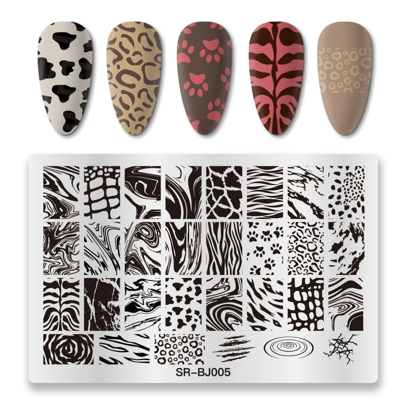 1 шт. пластины для стемпинга ногтей мраморные цветы животные тропические