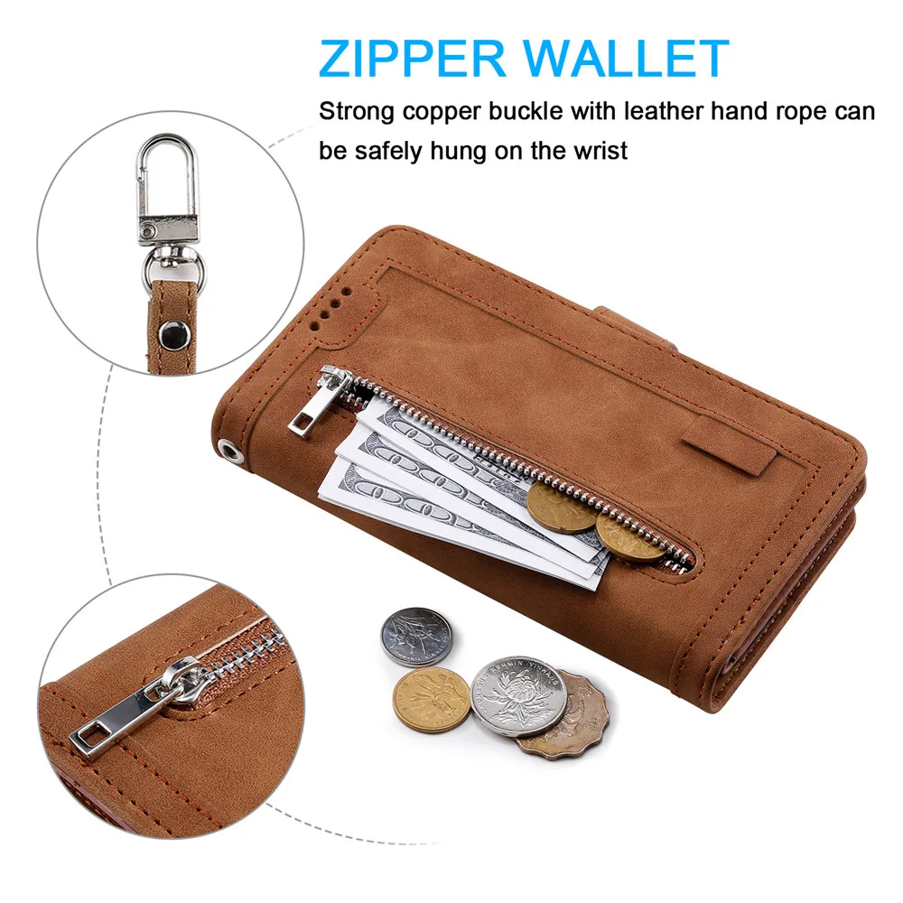 Zipper A52 A72 A51 A71 Case For Samsung Galaxy S22 S21 S20 FE Ultra A53 A33 A13 A22 A12 A32 A50 S10 S9 S8 Plus A30 Leather Cover