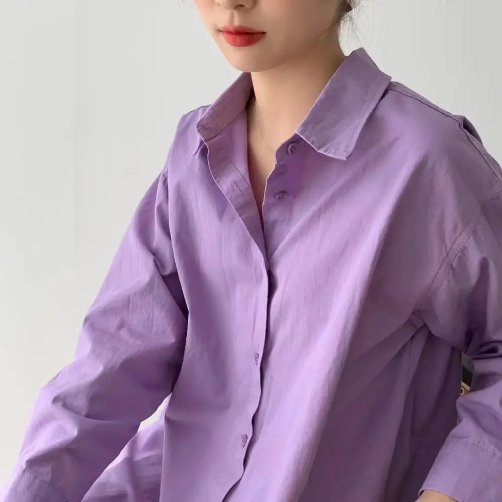 

OL Formal Elegant Basic Shirt Women 2021 New Early Autumn Casual Solid Long Sleeve Lapel Loose Blouses Blusas 6 Colors