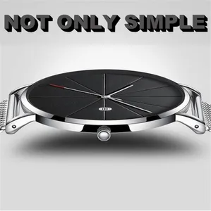 Простые мужские часы с сетчатым браслетом из нержавеющей стали, деловые классические кварцевые наручные часы с датой, повседневные Роскошные мужские часы