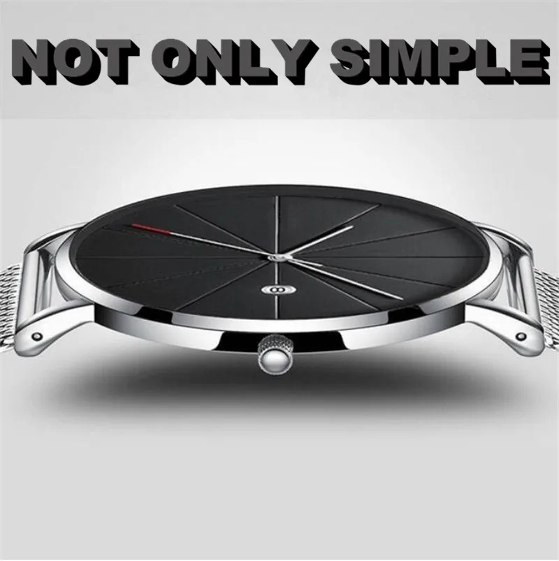 Простые мужские часы 2020 из нержавеющей стали с сетчатым браслетом Классические