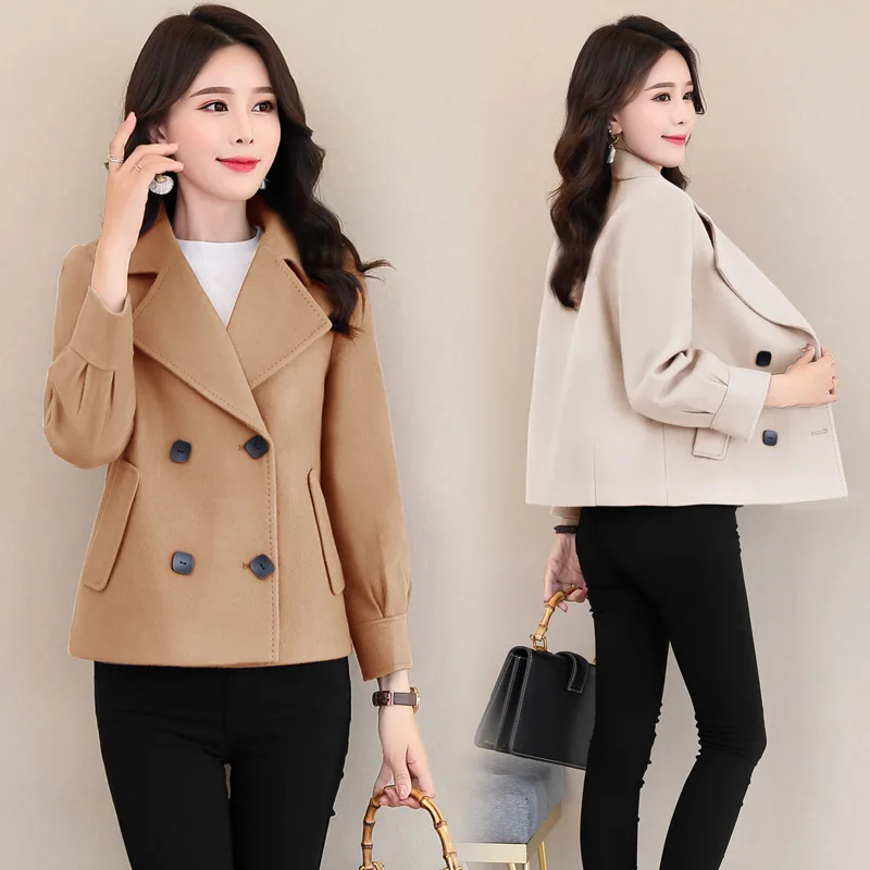 Женская короткая куртка шерстяное пальто свободного покроя размеры 2021 M--3XL |