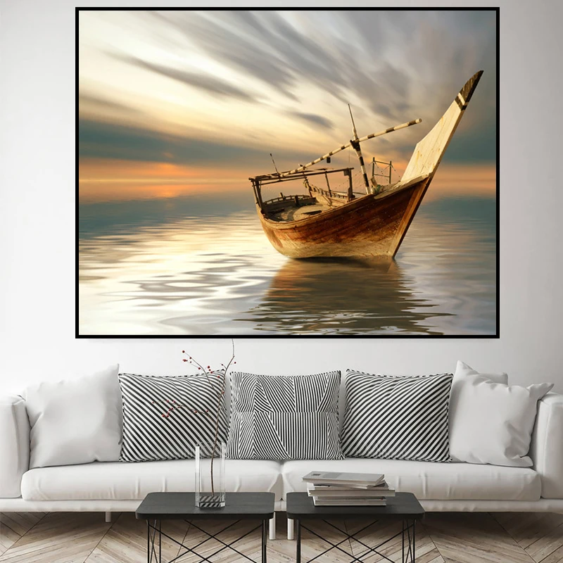 

Sailing Ship Seascape Canvas Paintings Sea Waves Print Posters Wall Art Pictures For Living Room Home Decoration Mural Cuadros