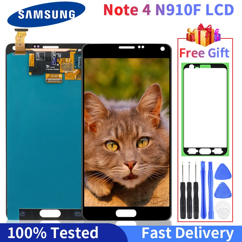 

100% Оригинальный SUPER AMOLED Note 4 LCD для SAMSUNG Galaxy N910, N910C, N910A, N910F, N910H, дисплей, сенсорный экран, дигитайзер в сборе