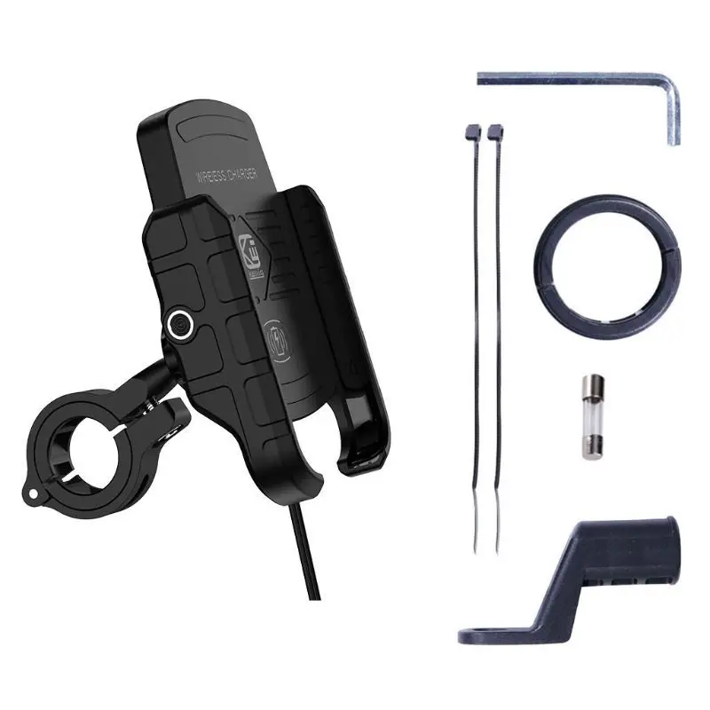 7.5W &amp10W Qi Fast Wireless Charger Motorcycle Cell Phone Holder Bracket Stand for iPhone 8 X XR XS MAX Samsung S10+ S9+ | Мобильные