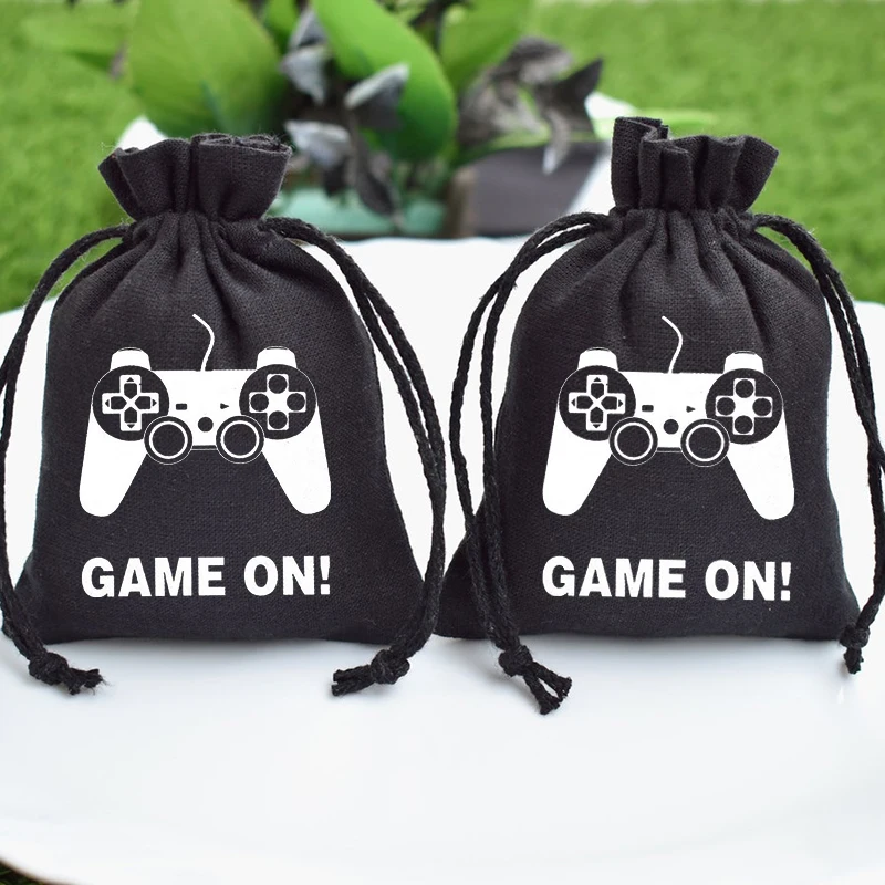 5pcs Game ON thank you gift Bag Kid boy girl family friend gamer Level Up Video Gaming Themed Birthday Party Decoration Supplies