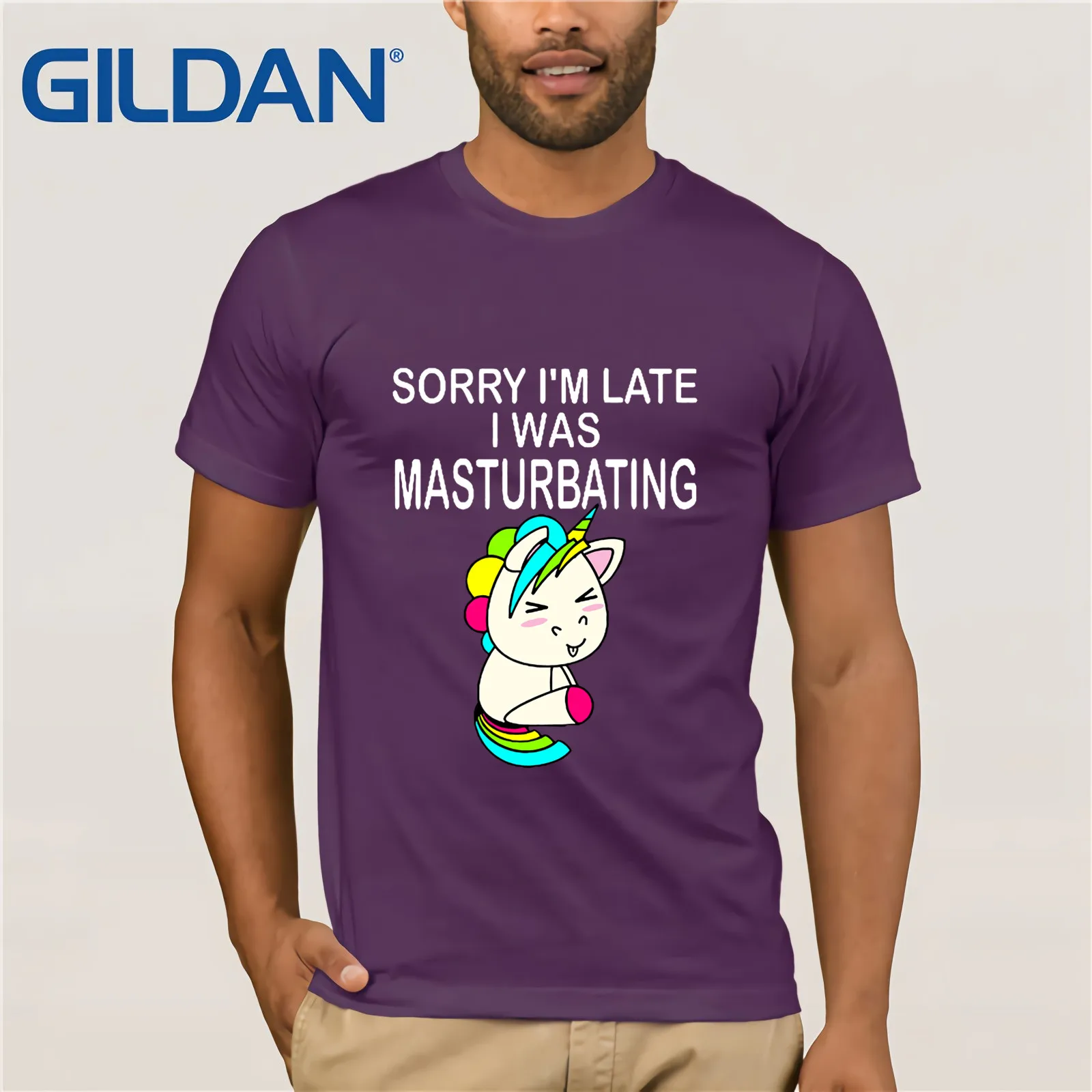 Футболка с единорогом и надписью Sorry I'm Late I Was magasting Мужская футболка коротким