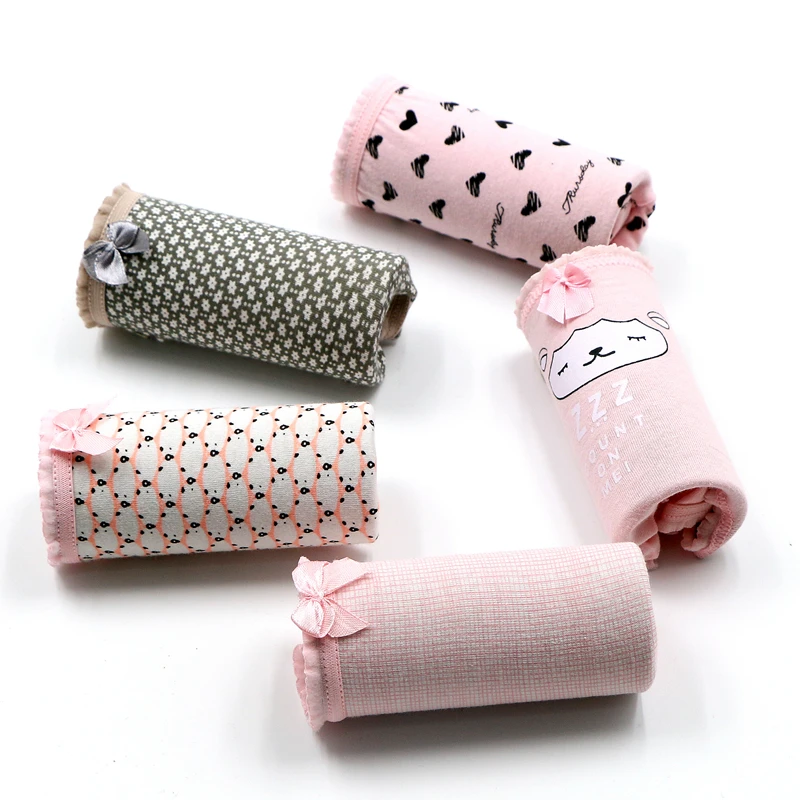 

5 pieces /lot Panties Women Middle Waist Cotton Plus Briefs Underwear Breathable Intimate Sexy Female Lingerie Girls Underpants