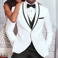 white black wedding men suits jacket pants vest 3 pcs fashion slim fit prom costume homme grooms wear tuxedos terno masculino