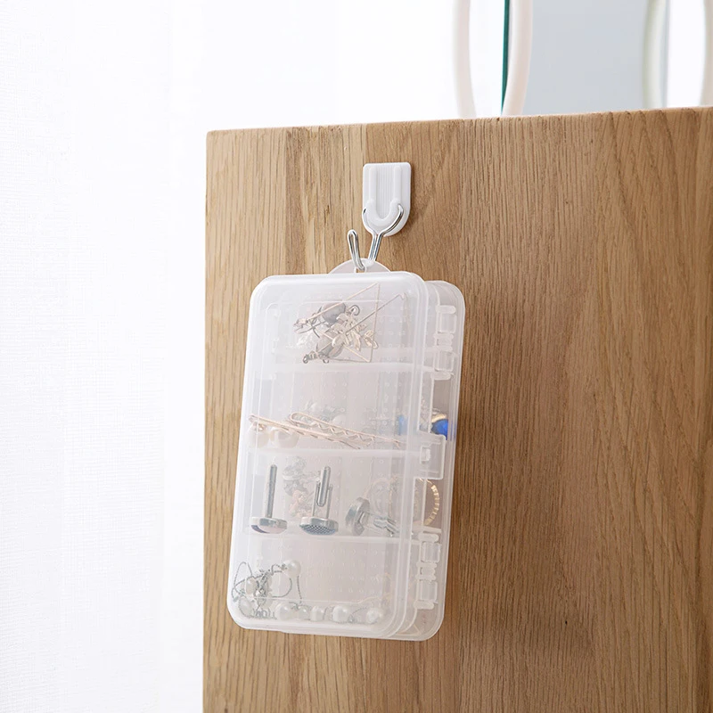 

Plastic Transparent Makeup Organizers With Lid Thickened Hanging Storage Box Double-layer 10 Grid Jewelry Storage Box