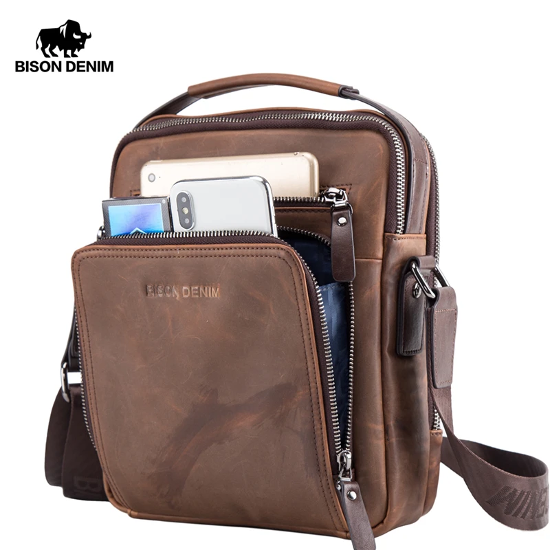 

Bison Denim High Quality Genuine Leather Men's Bag Business Shoulder Crossbody Bag designer handbags Vintage cowhide
