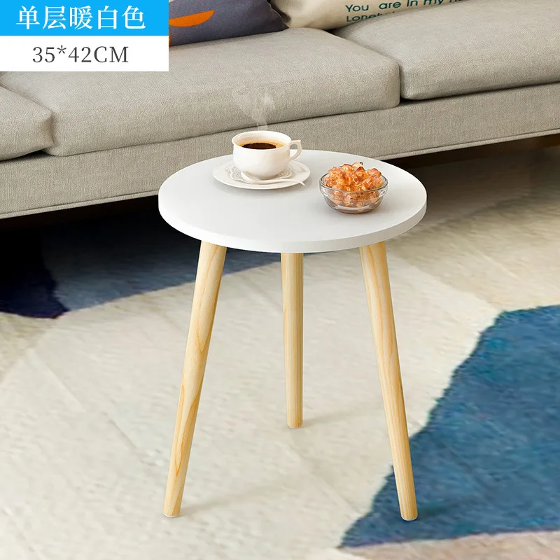 

Mrosaa Tea Table End Table For Office Coffee Table Wooden Round Magazine Shelf Small Table Movable Bedroom Living Room Furniture