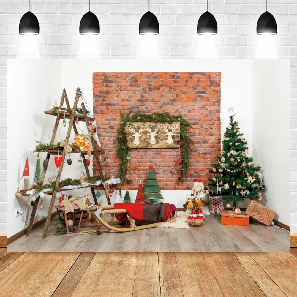 

Yeele Christmas Backdrop Photography Wood Self Tree Gift Portrait Party Decor Photocall Background For Photo Studio Photographic