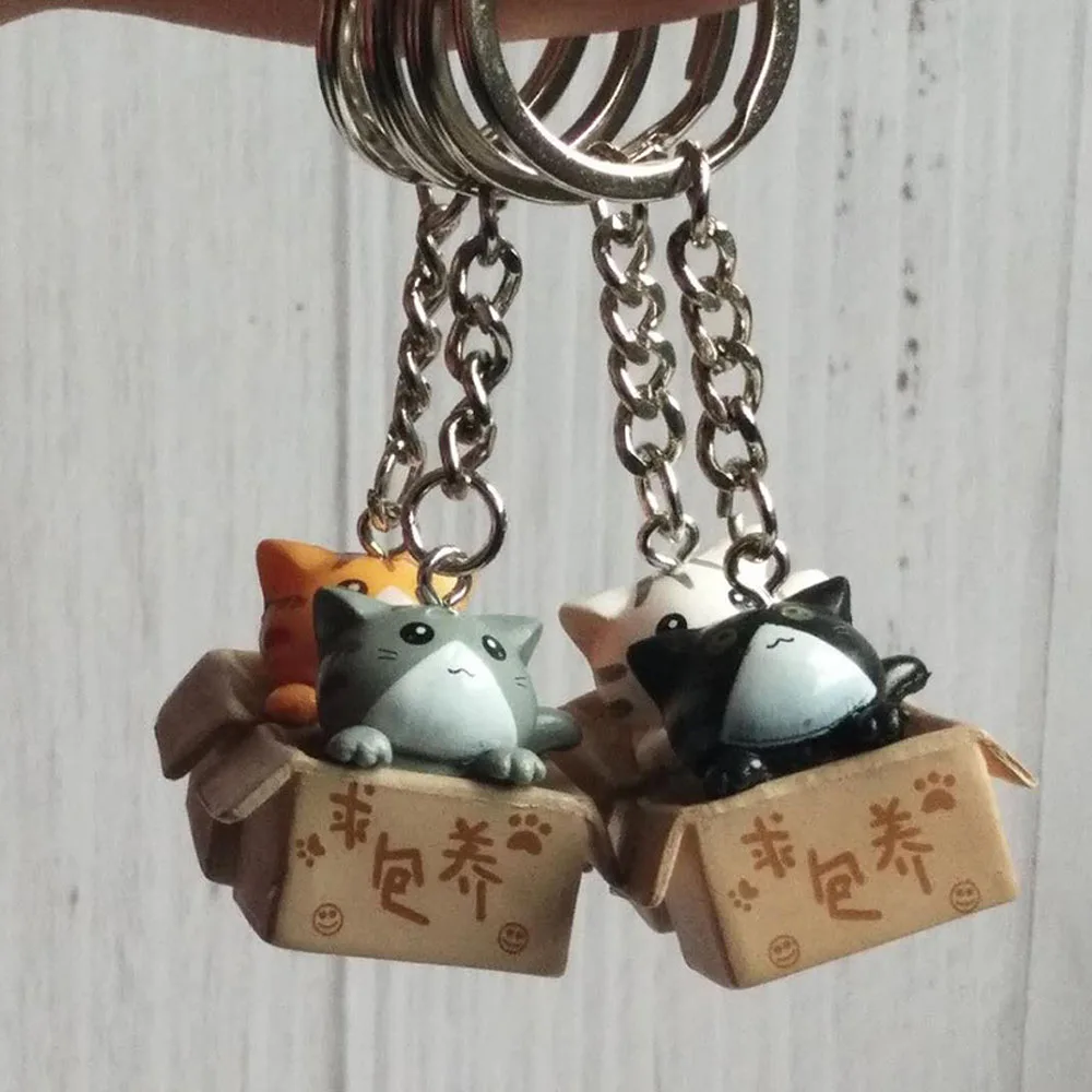 Красочный креативный брелок персональный милый маленький кот коробка для женщин