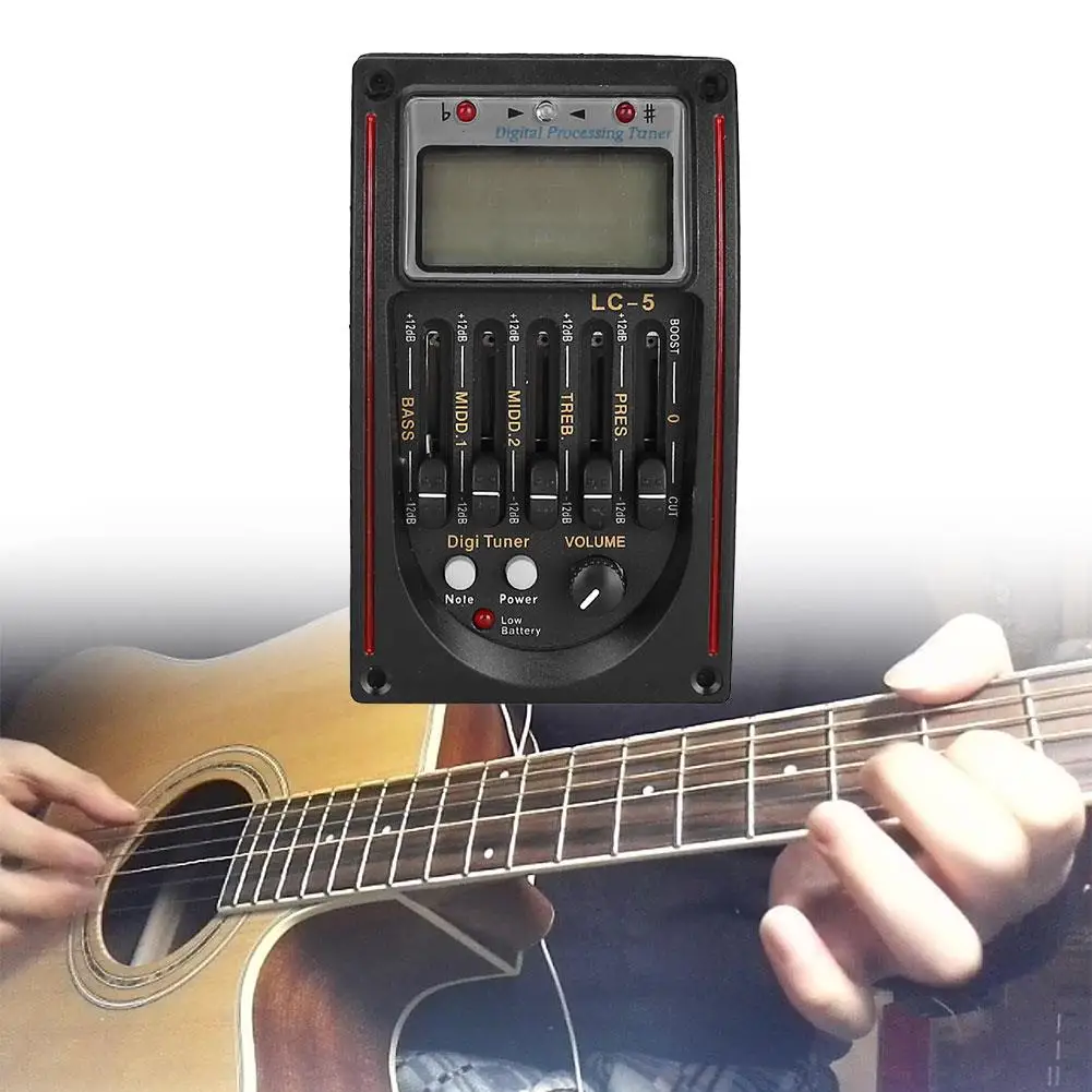 

Professional 5-Band Guitar Preamp EQ Equalizer Pickup Tuner Accessories