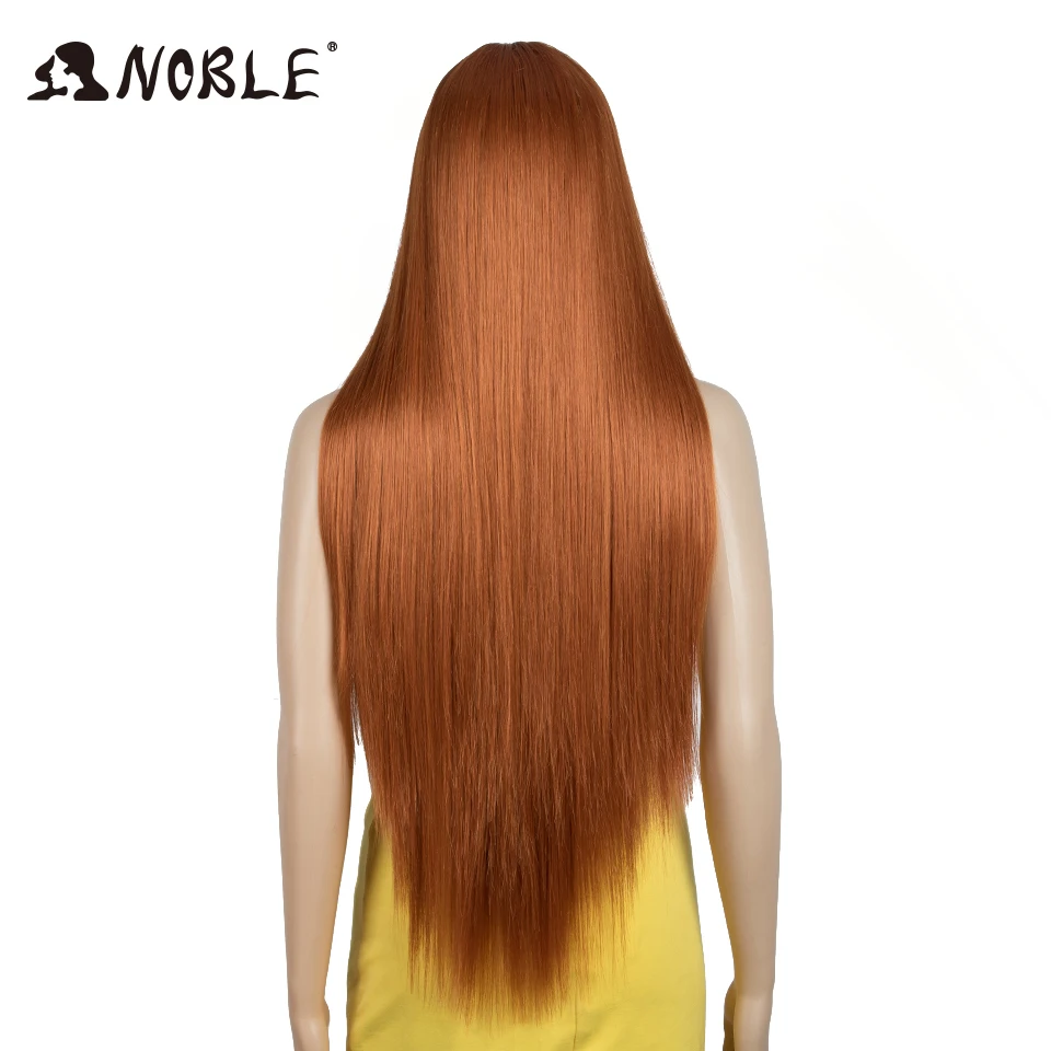 Noble Wig With Bangs Long Straight Wig Orange Wig Colored Wig Wigs For Women Cosplay Wig Heat Resistant For Women Synthetic Wig