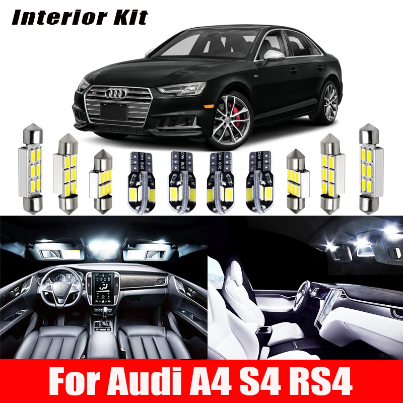 Белые светодиодные с Canbus салона комплект ламп для 1996 2012 2013 2014 2015 Audi A4 S4 RS4 B5 B6 B7 B8