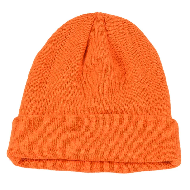 BUTTERMERE Skullies Beanies зимняя шапка для мужчин и женщин корейская мода теплая однотонная оранжевая желтая красная синяя черная Повседневная вязаная шапка - Цвет: orange