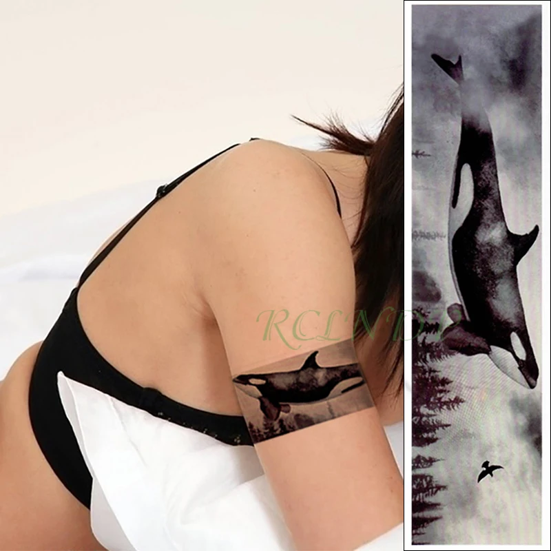 

Waterproof Temporary Tattoo Sticker Red-crowned crane ginkgo leaf band Fake Tatoo Flash Waist Arm Foot Tatto for Girl Women Men
