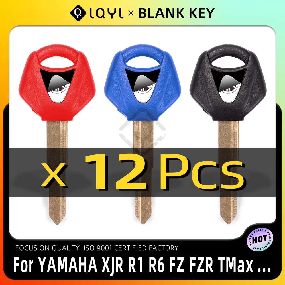12Pcs Blank Key Motorcycle Replace Uncut Keys For YAMAHA YZF XJR1300 FJR1300 MT09 MT07 XJ6 TMax FZ6 FZ8 R3 R1 R6 XJR400 SR400