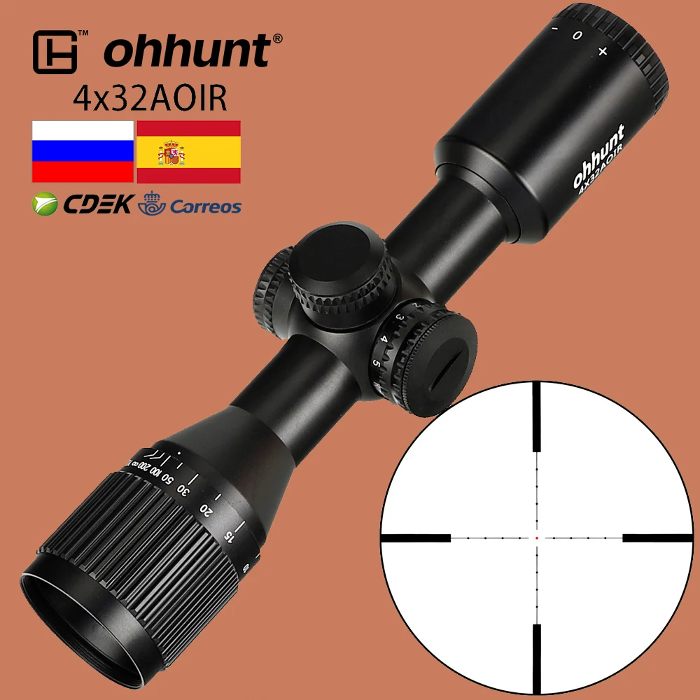 Компактный охотничий оптический прицел ohhunt 4X32 мил-ДОТ стеклянная гравировальная