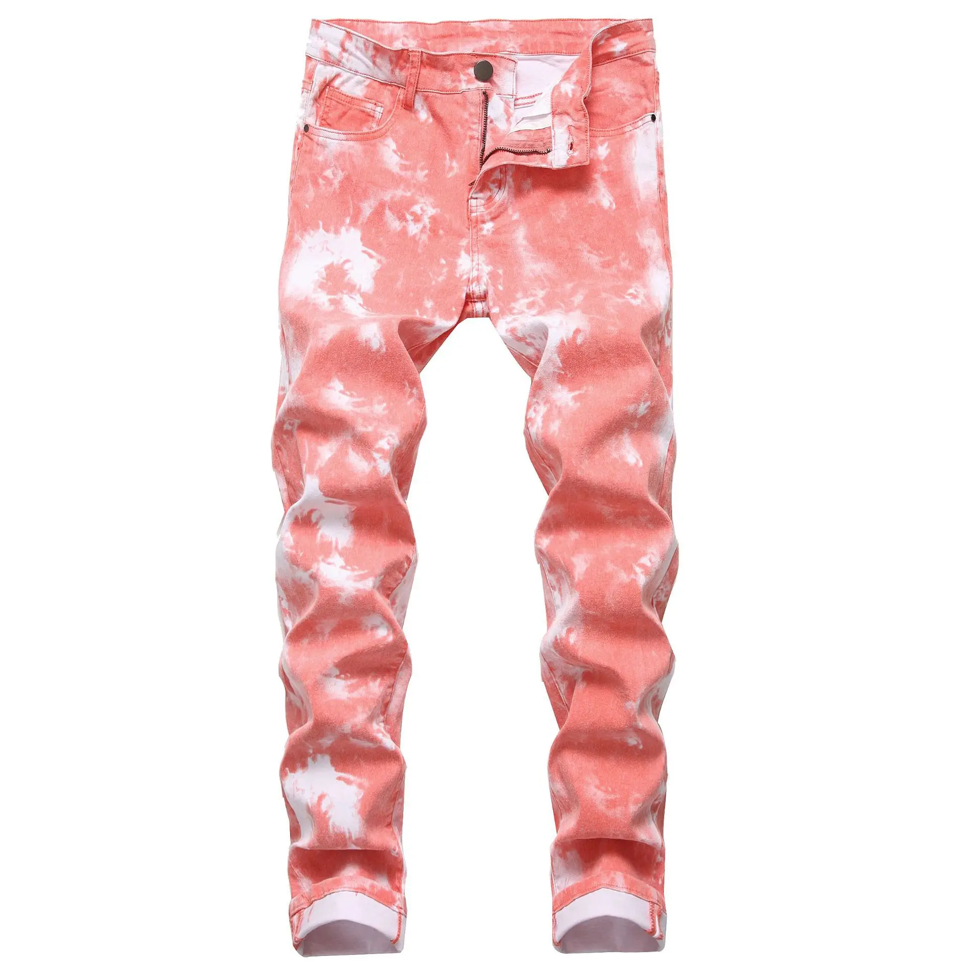

Men Skinny Jean Punk Pants New Fashion Men's Color Stretch Jeans Slim Fit Tie Dye Denim Trousers Streetwear Pantalones Hombre