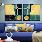 Изготовленные на заказ постеры на холсте зеленая абстрактная Золотая фольга для крыльца, шелковая ткань, современные принты, постер для вечерние, Декор для дома #211217-34-1