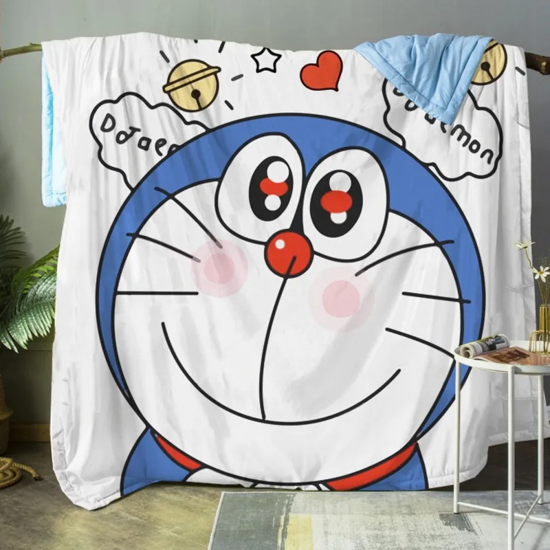 

Одеяло Doraemon, Хлопковое одеяло с кондиционированием воздуха, детское летнее одеяло, однотонное тонкое одеяло для студенческого общежития