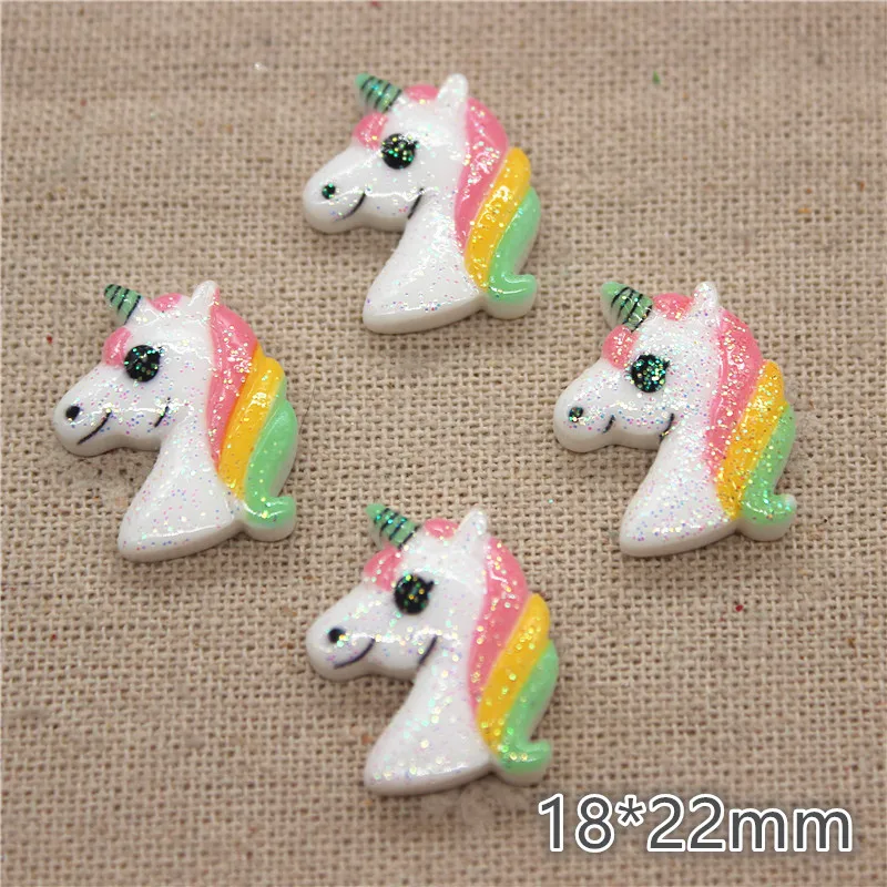 20 шт. милый Блестящий Радужный Единорог из смолы мультяшный миниатюрный