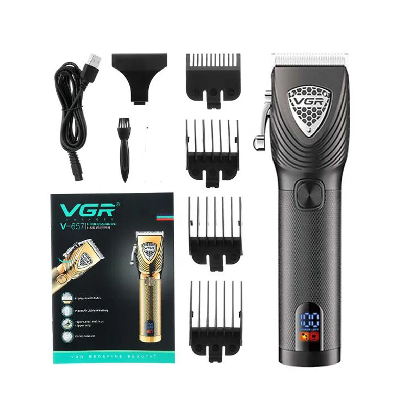 

VGR 657 professional hair trimmer rechargeable hair clipper haircut machine oil head clipper white hair carving10W LCD