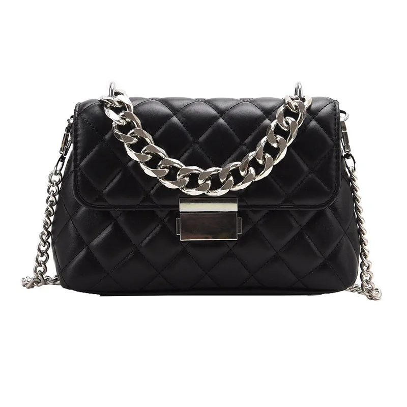 

Women Quilted Designer Fashion Women's Small Flap Crossbody Bag with Short Chain Handle Hit Shoulder Handbags PU Leather Clutch