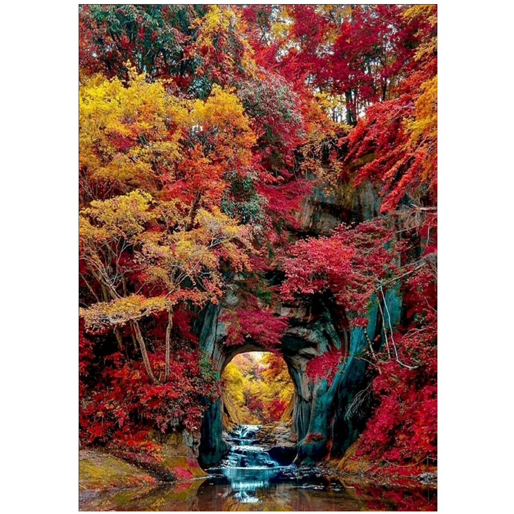 Пейзаж 5D алмазная живопись ручье и дерево DIY круглая Алмазная вышивка набор