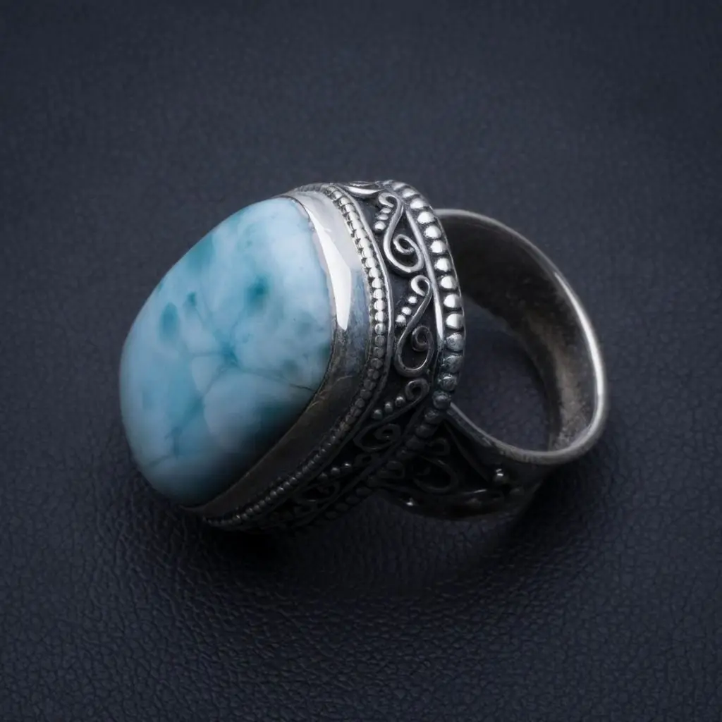 Натуральное Карибское винтажное серебряное кольцо американский размер 6 5