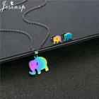 Jisensp прекрасный слон кулон ожерелье серьги для женщин Красочные Ювелирные наборы из нержавеющей стали модные аксессуары bijoux