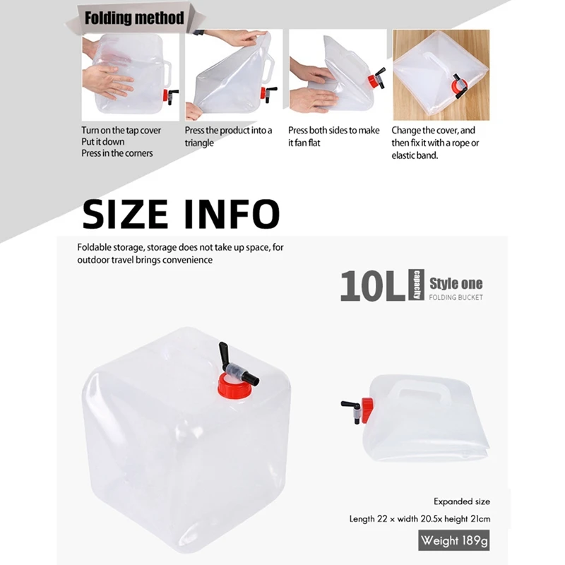 

Outdoor Folding Water Bucket 15L Camping Portable Large Capacity Increase Drinking Bottle Tools Bag Container