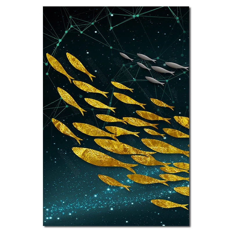 

Modern Impressionist Painted Fishfish Around Elk Combination Pattern Background Poster Decorative Living Room Furniture Sofa