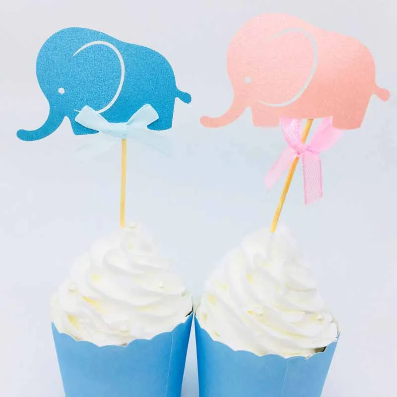 10 шт. милый синий розовый слон для капкейка-Baby Shower торт Топпер для вечерние украшения торта на день рождения