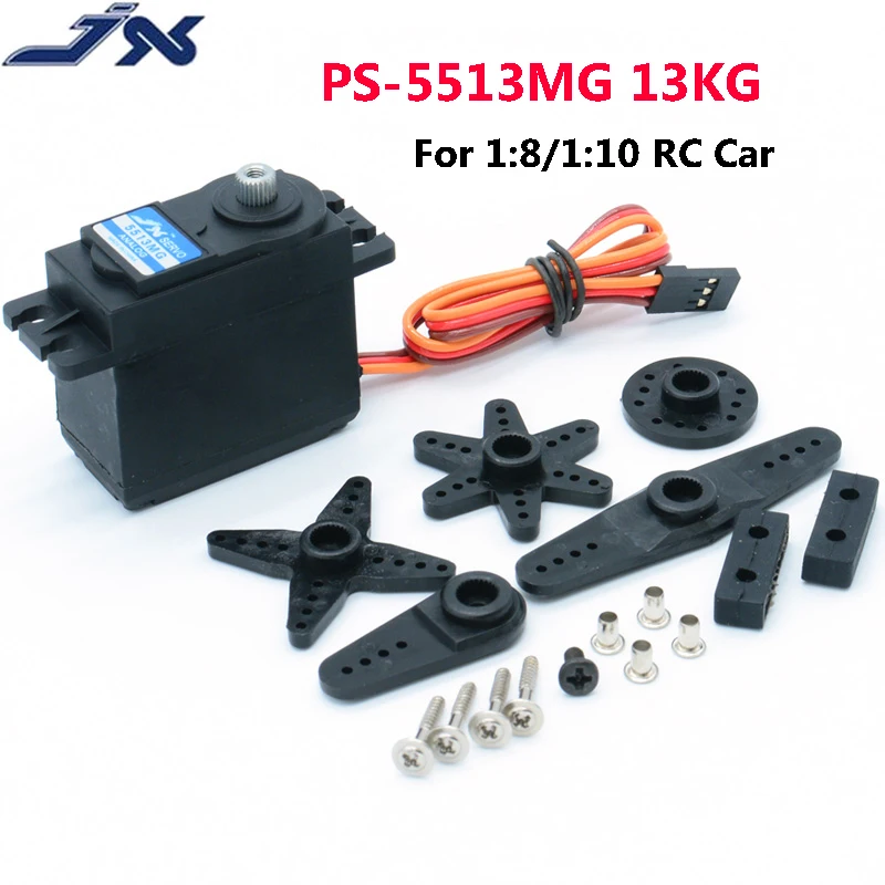 

JX Servo PS-5513MG 13kg High Precision Steering Metal Gear Analog Standard Servo For 1:8/1:10 RC Car Airplane Model