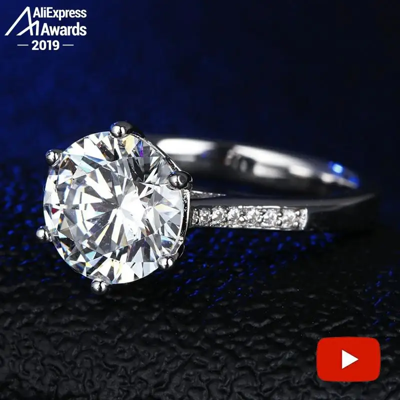 Кольцо круглое из серебра 925 пробы с бриллиантами 10 мм|Кольца| |