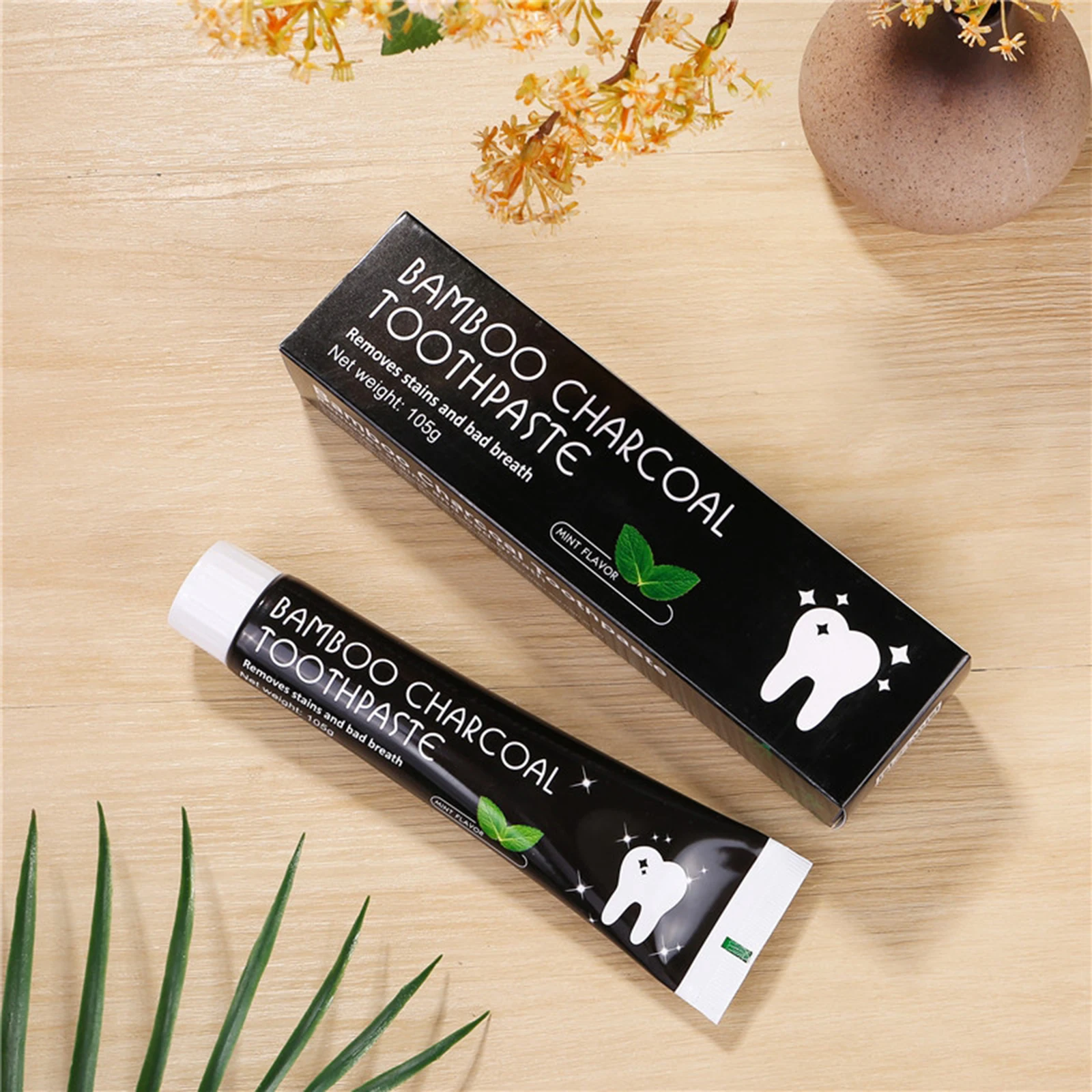 

Bamboo Activated Charcoal Toothpaste Freshens Breath Stain Remover