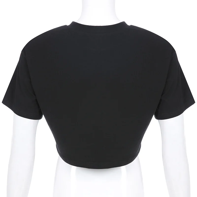 

Women's Short-Sleeved Shirt Sexy Solid Color Stitching Round Neck Slim Top Street Style Loose Umbilical Trend T-Shirt 2021 New