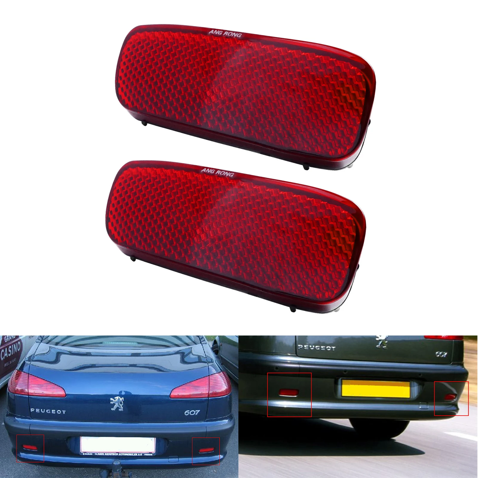 2X Красный отражатель заднего бампера без светильник для Citroen C1 C5 Peugeot 107 206 607 Expert Fiat